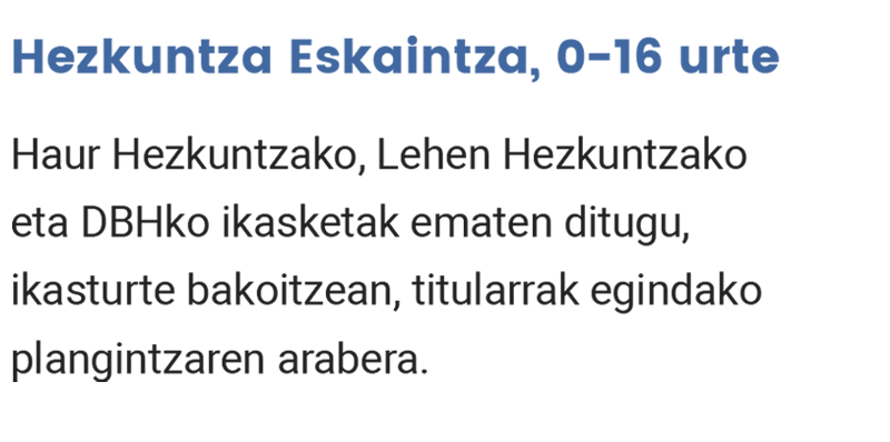 Hezkuntza Eskaintza